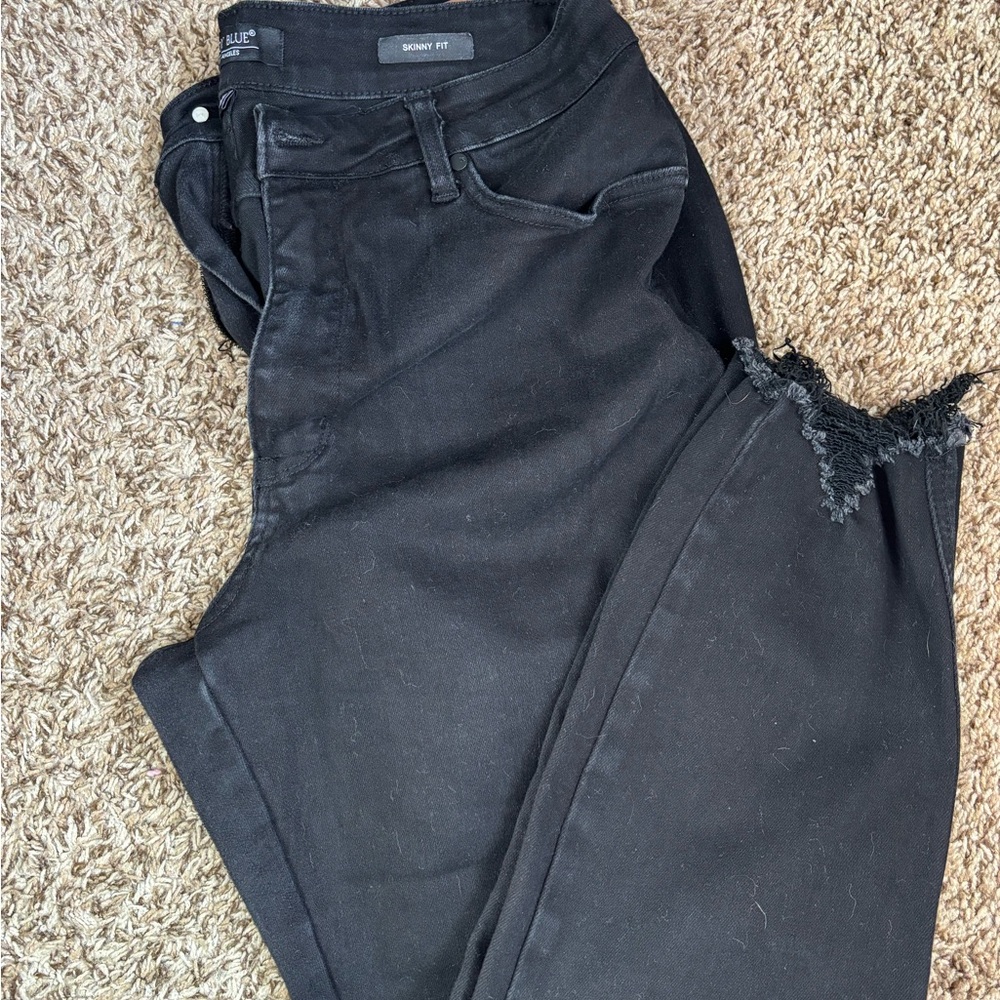 Judy Blue Black Frayed Hem Skinny Jeans